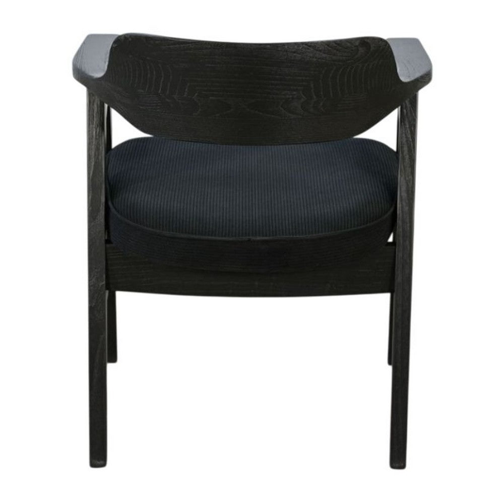 Reno Dining Armchair Set of 2 | Curved Back w Seat Cushion | Umbra Black