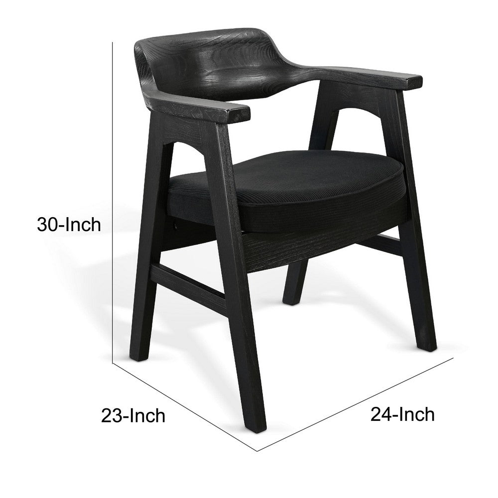 Reno Dining Armchair Set of 2 | Curved Back w Seat Cushion | Umbra Black