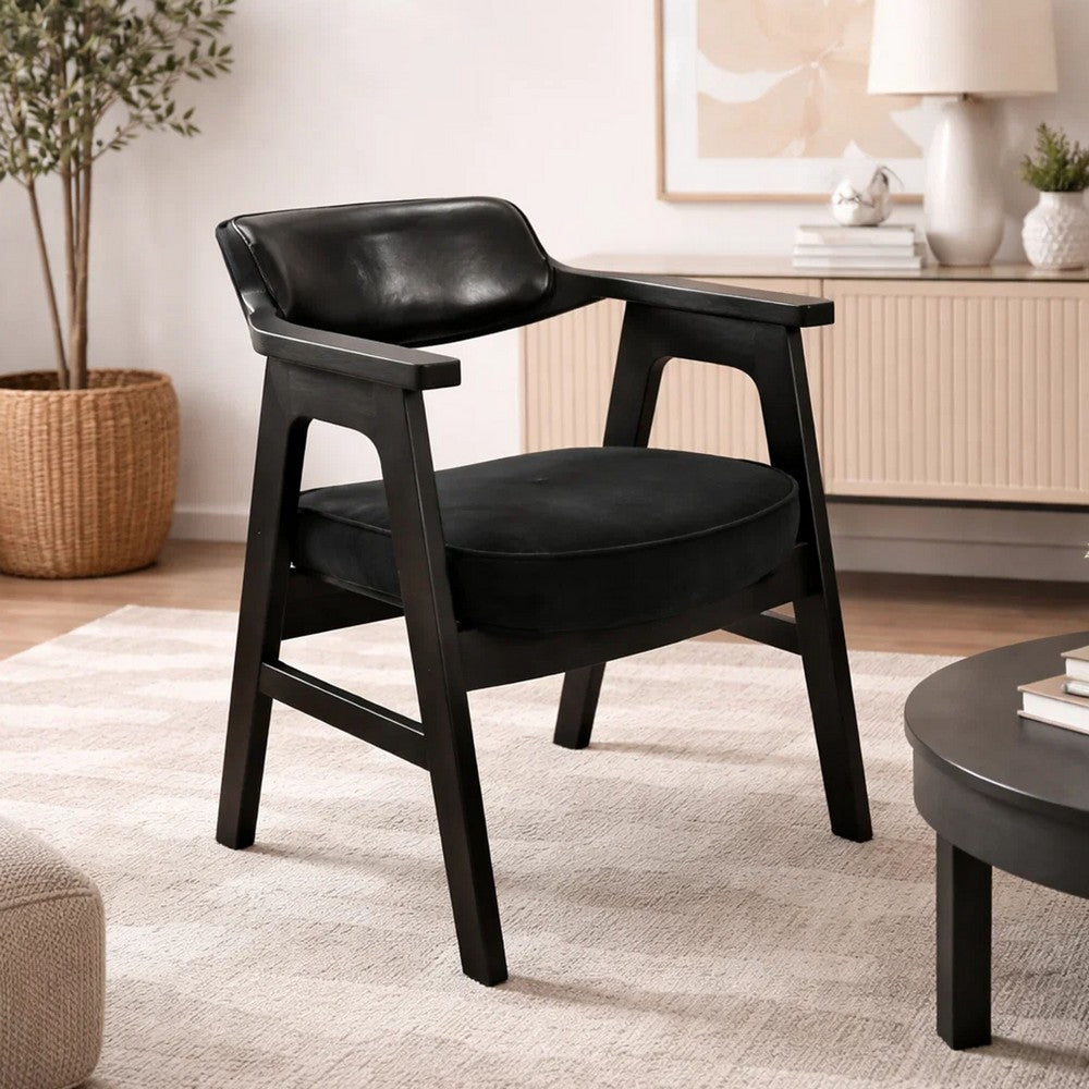 Reno Dining Armchair Set of 2 | Curved Back w Seat Cushion | Umbra Black