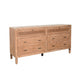 Beni Wide Dresser | 6 Drawers | Rattan Woven Panels | Black | Brown Oak Grove