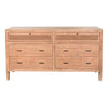Beni Wide Dresser | 6 Drawers | Rattan Woven Panels | Black | Brown Oak Grove