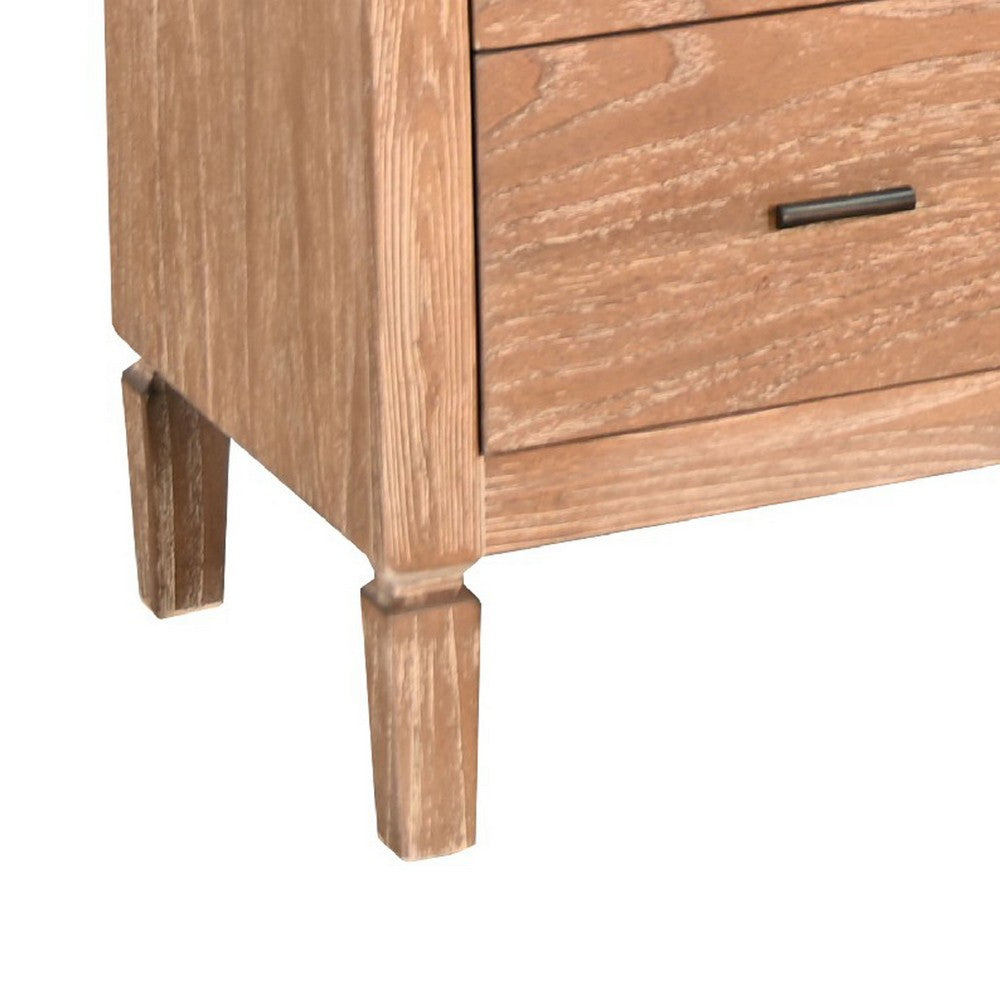 Beni Wide Dresser | 6 Drawers | Rattan Woven Panels | Black | Brown Oak Grove