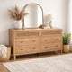 Beni Wide Dresser | 6 Drawers | Rattan Woven Panels | Black | Brown Oak Grove