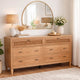 Beni Wide Dresser | 6 Drawers | Rattan Woven Panels | Black | Brown Oak Grove