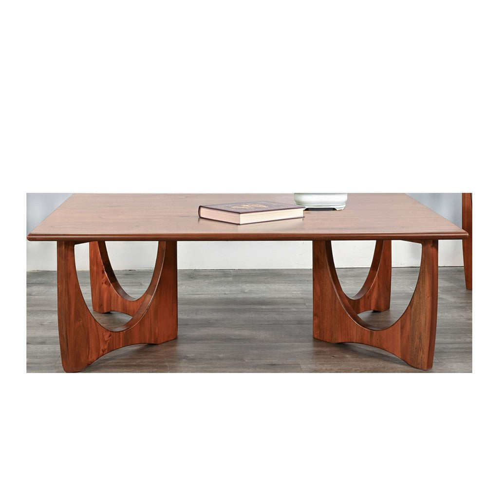 Natra Coffee Table | 52" Rectangular | Sculpted Base Cinnamon Brown