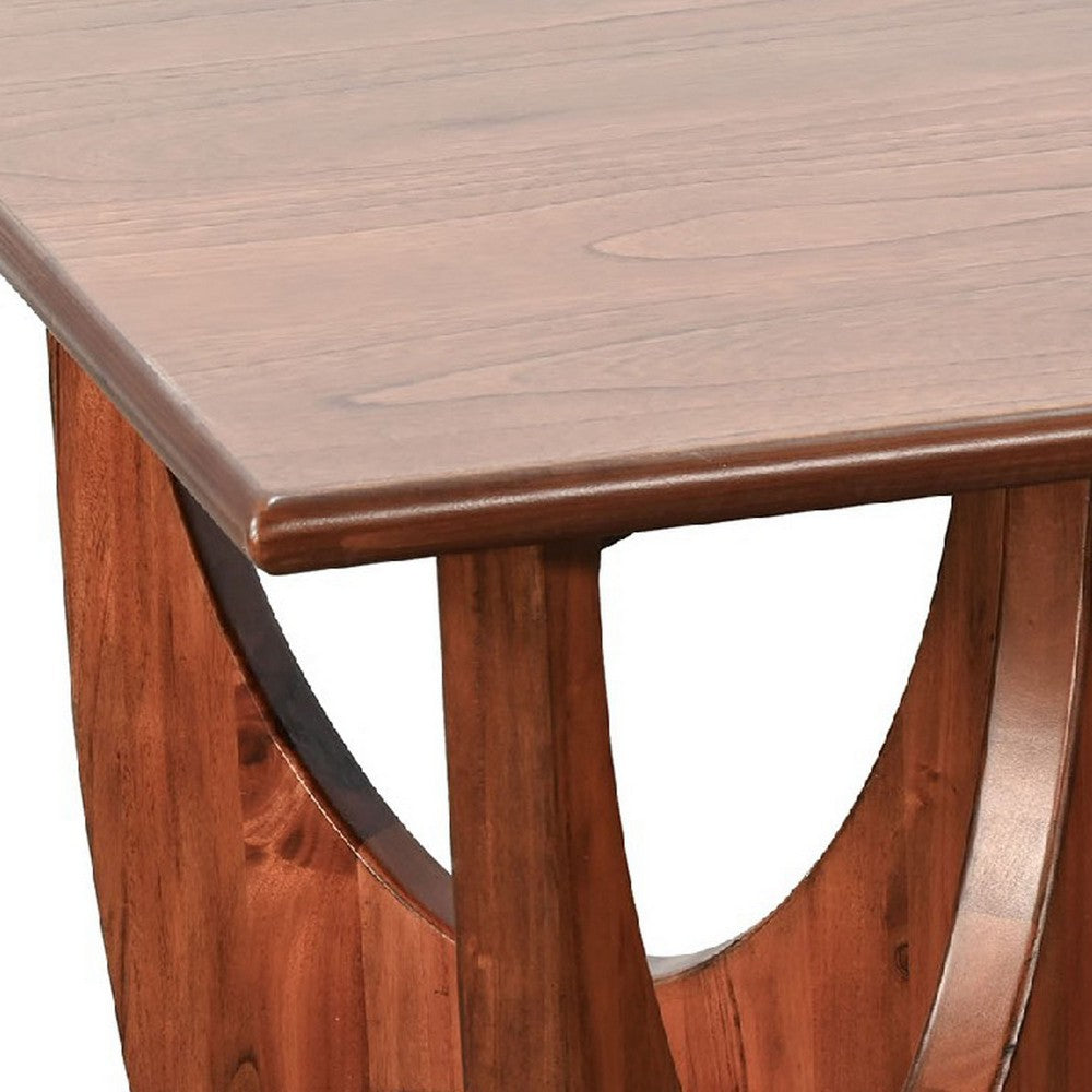 Natra Coffee Table | 52" Rectangular | Sculpted Base Cinnamon Brown