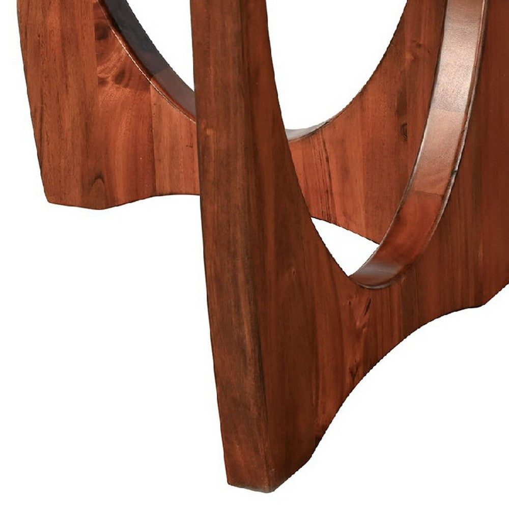 Natra Coffee Table | 52" Rectangular | Sculpted Base Cinnamon Brown