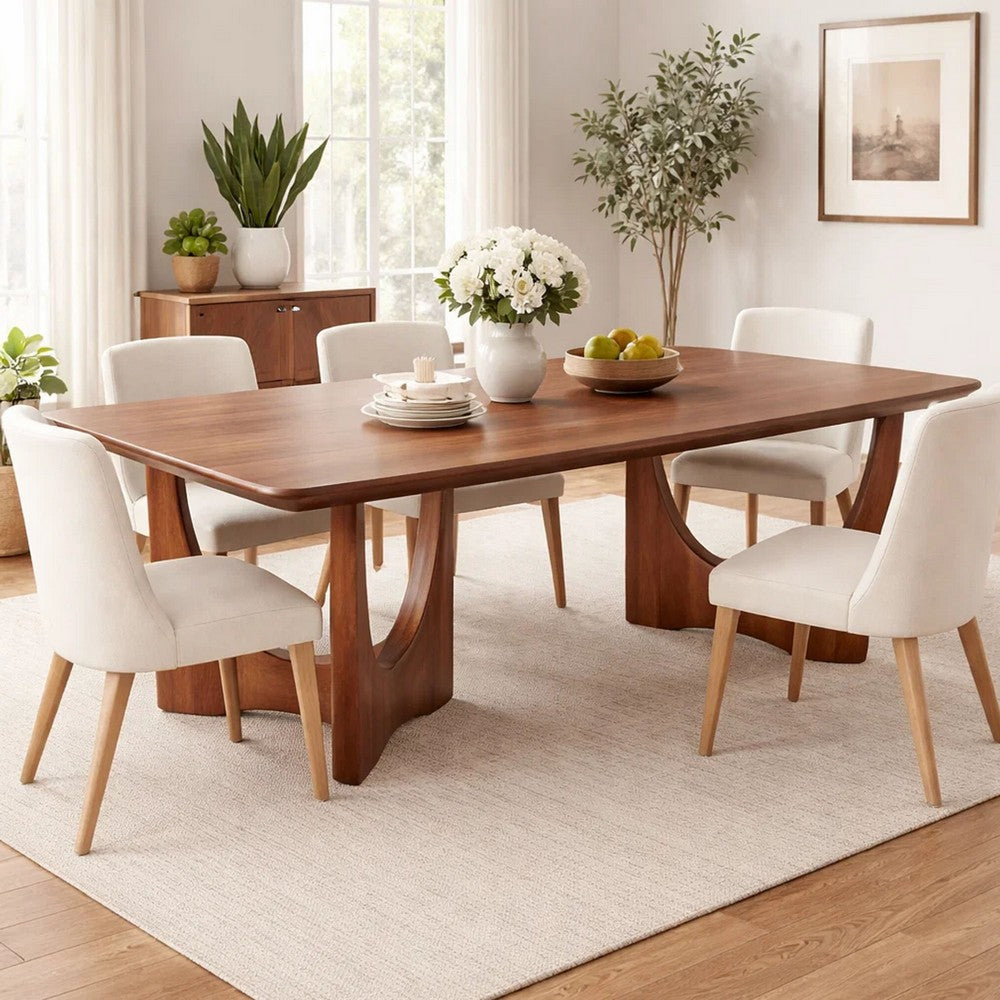 Natra Coffee Table | 52" Rectangular | Sculpted Base Cinnamon Brown