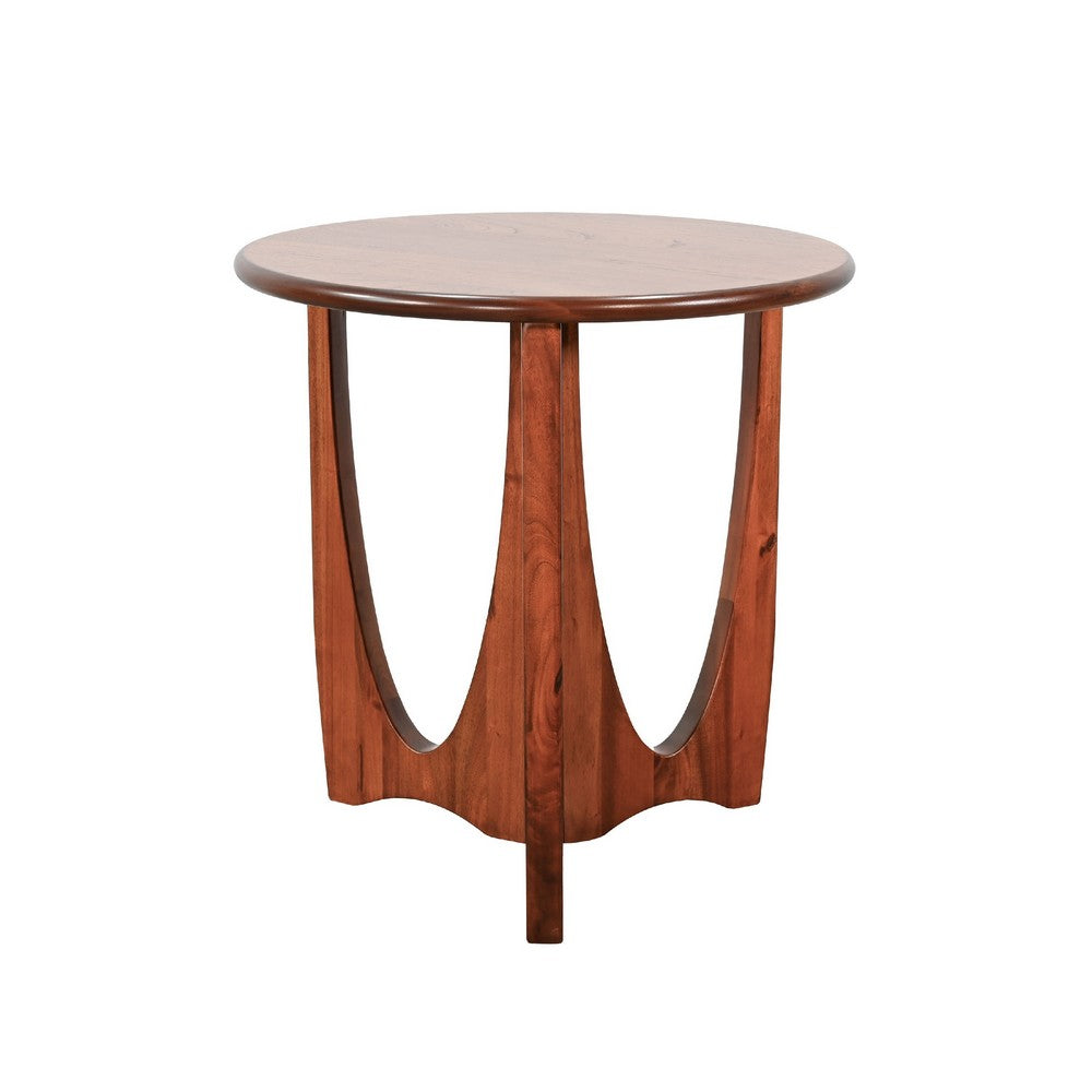 Natra Chair Side Table | 22" Round | Sculpted Base Cinnamon Brown