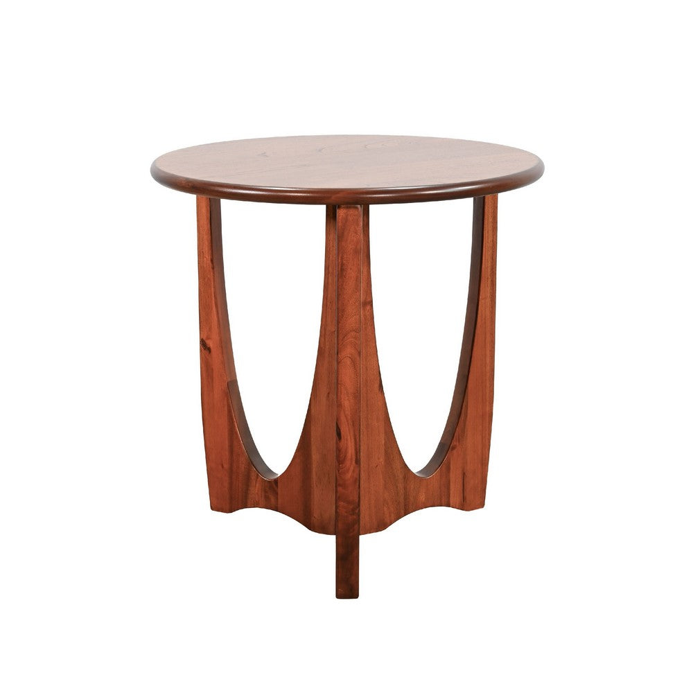 Natra Chair Side Table | 22" Round | Sculpted Base Cinnamon Brown