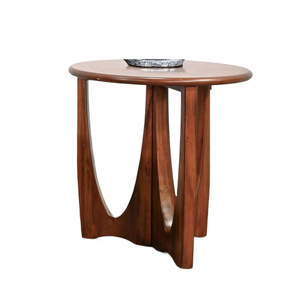 Natra Chair Side Table | 22" Round | Sculpted Base Cinnamon Brown