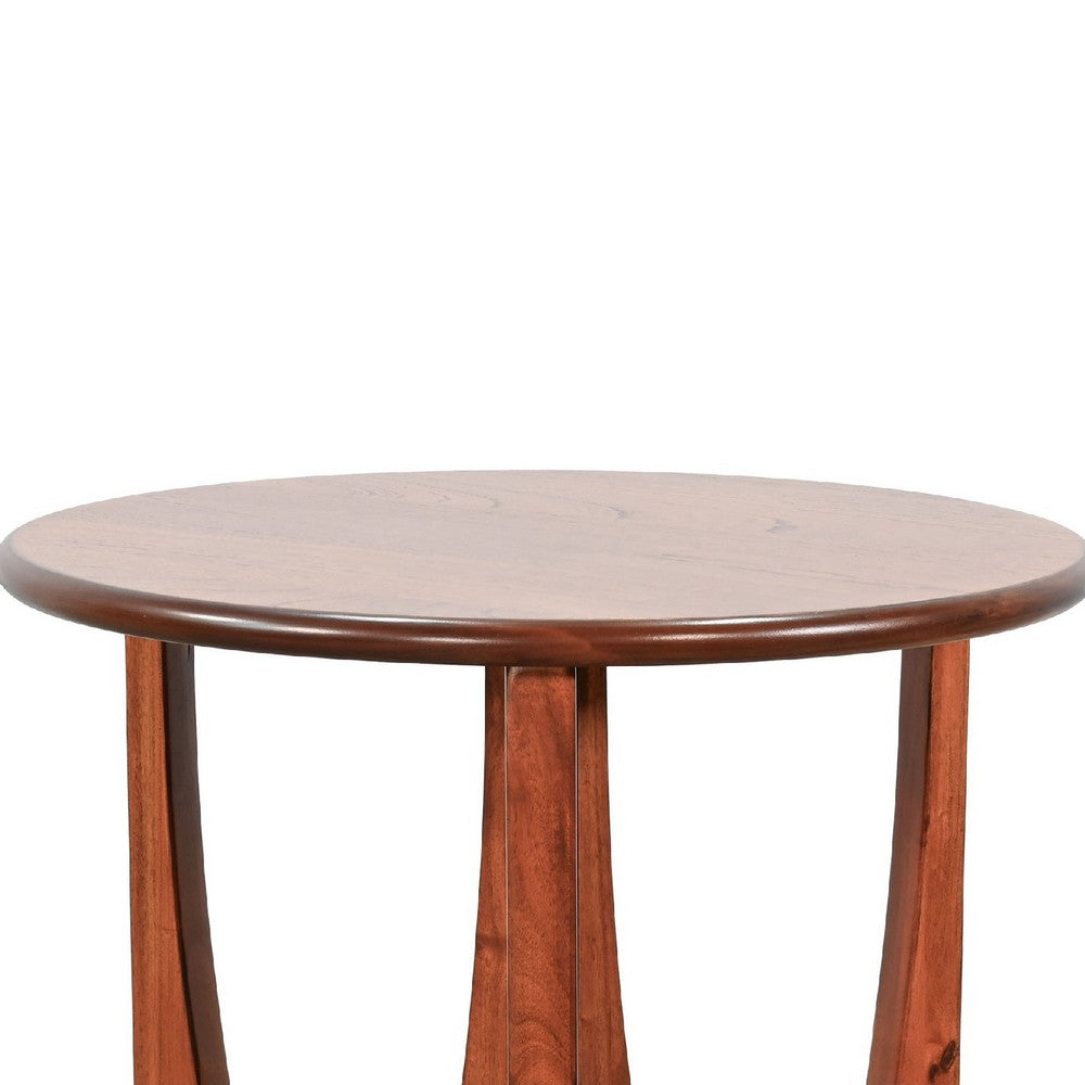 Natra Chair Side Table | 22" Round | Sculpted Base Cinnamon Brown