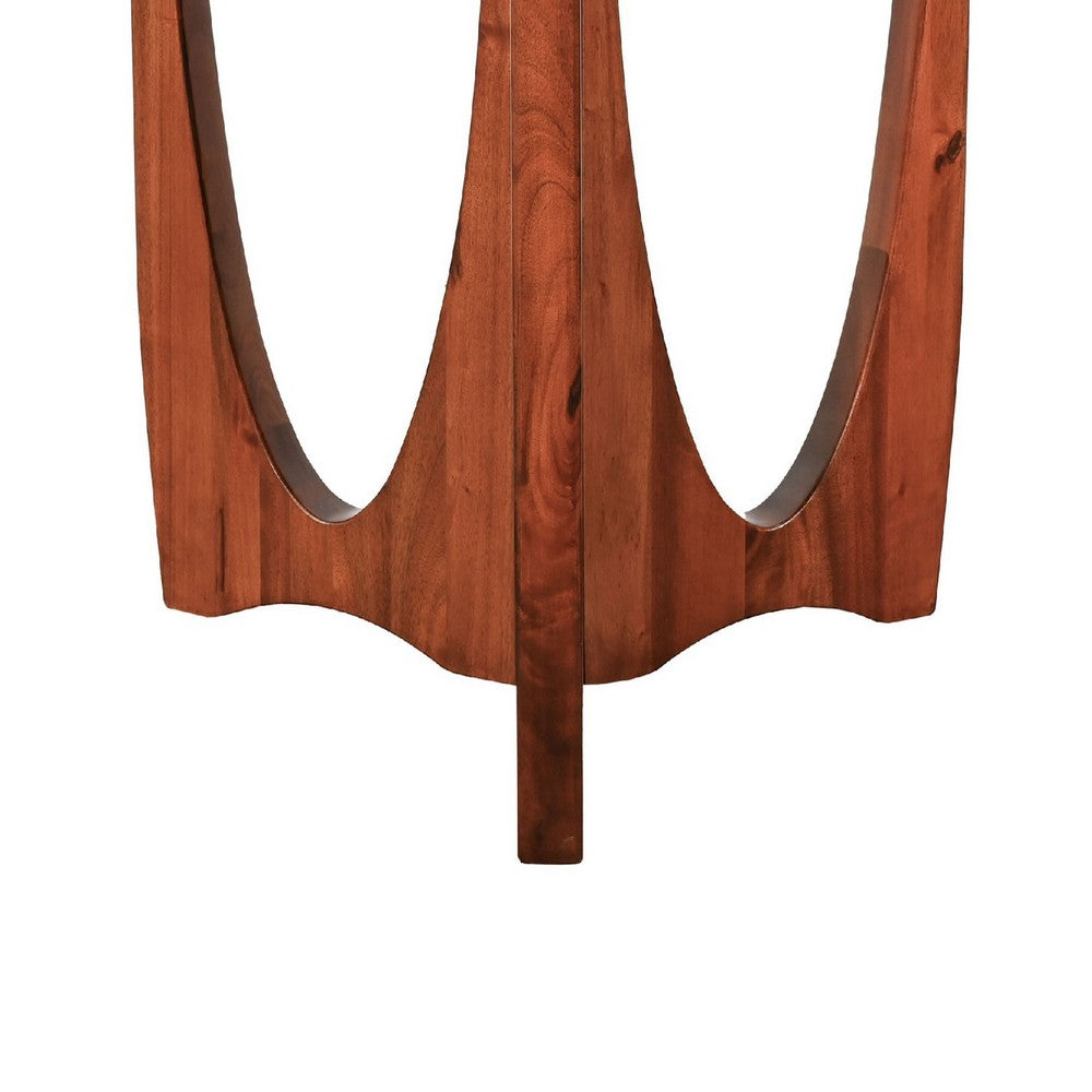 Natra Chair Side Table | 22" Round | Sculpted Base Cinnamon Brown