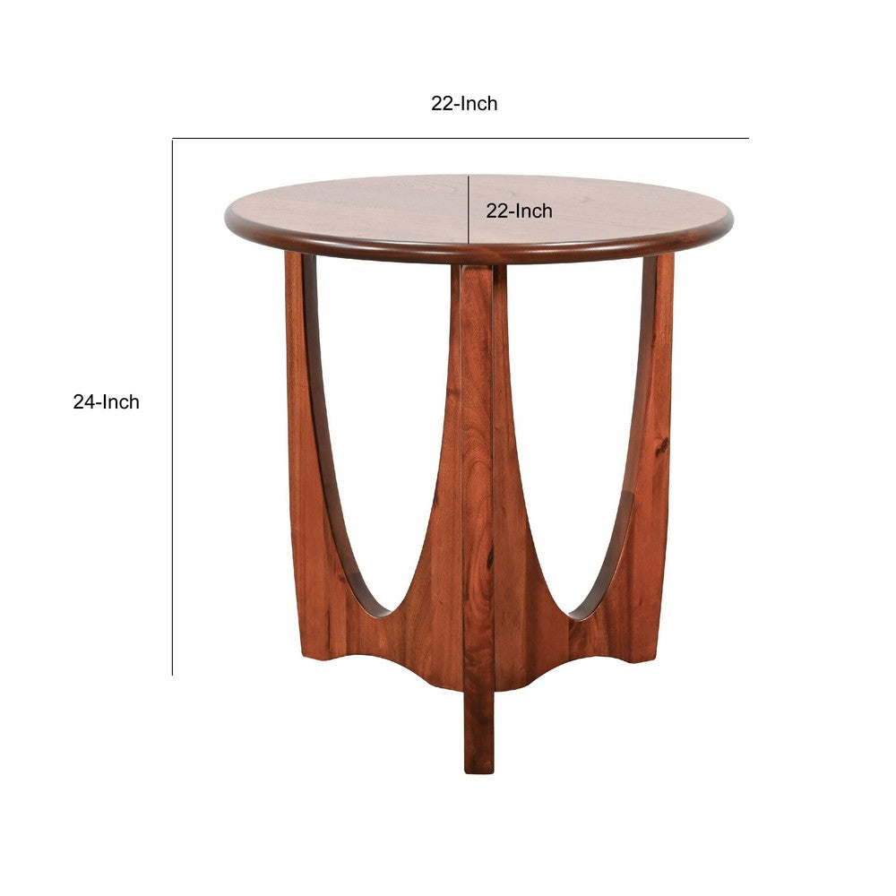 Natra Chair Side Table | 22" Round | Sculpted Base Cinnamon Brown