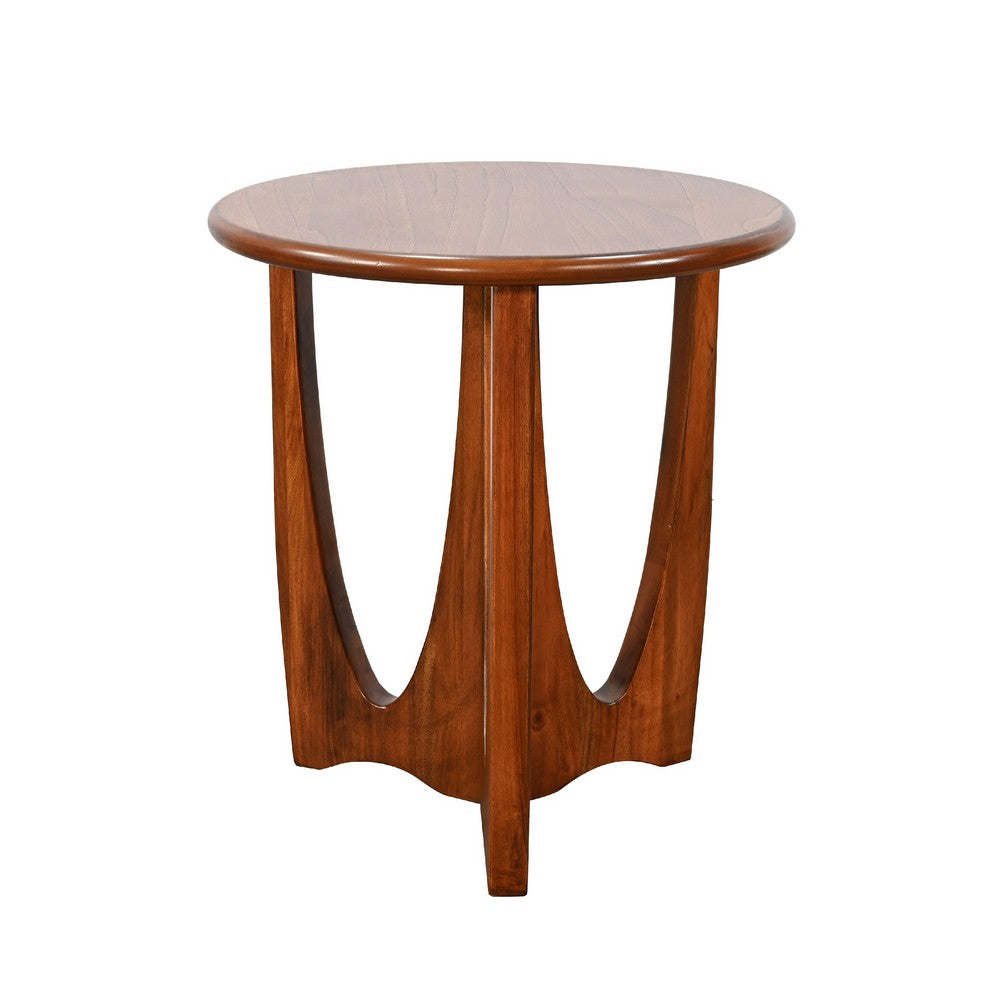 Natra Side End Table | 26" Round | Sculpted Base Cinnamon Brown