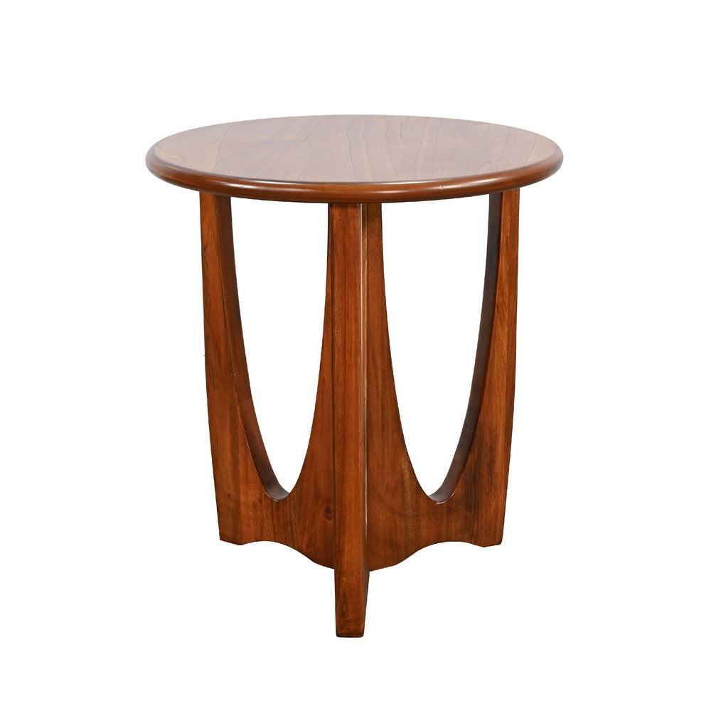Natra Side End Table | 26" Round | Sculpted Base Cinnamon Brown