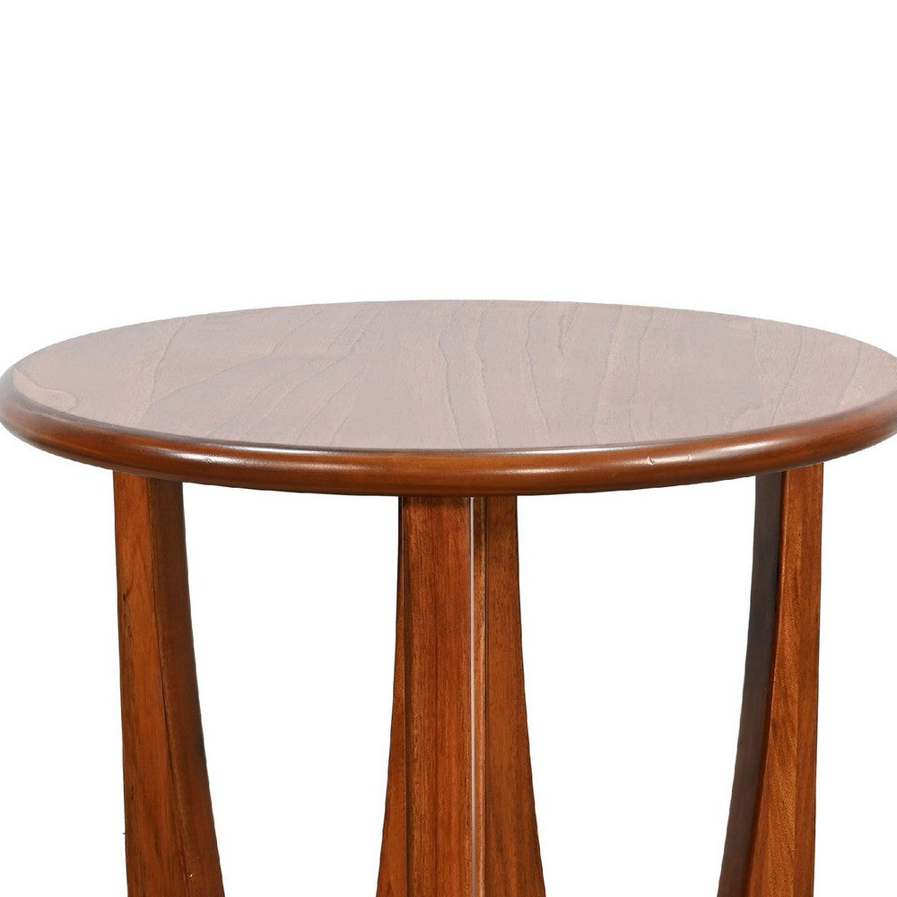 Natra Side End Table | 26" Round | Sculpted Base Cinnamon Brown