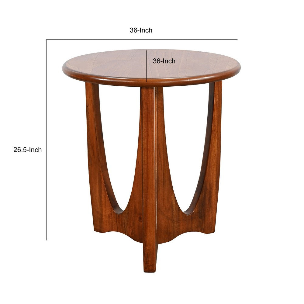 Natra Side End Table | 26" Round | Sculpted Base Cinnamon Brown