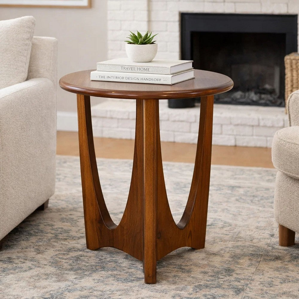 Natra Side End Table | 26" Round | Sculpted Base Cinnamon Brown