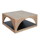 Lesy Coffee Table | 36" Square Top with Lower Shelf | Brown | Black