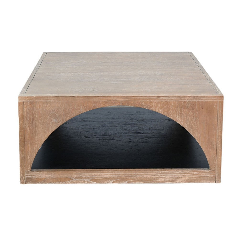 Lesy Coffee Table | 36" Square Top with Lower Shelf | Brown | Black