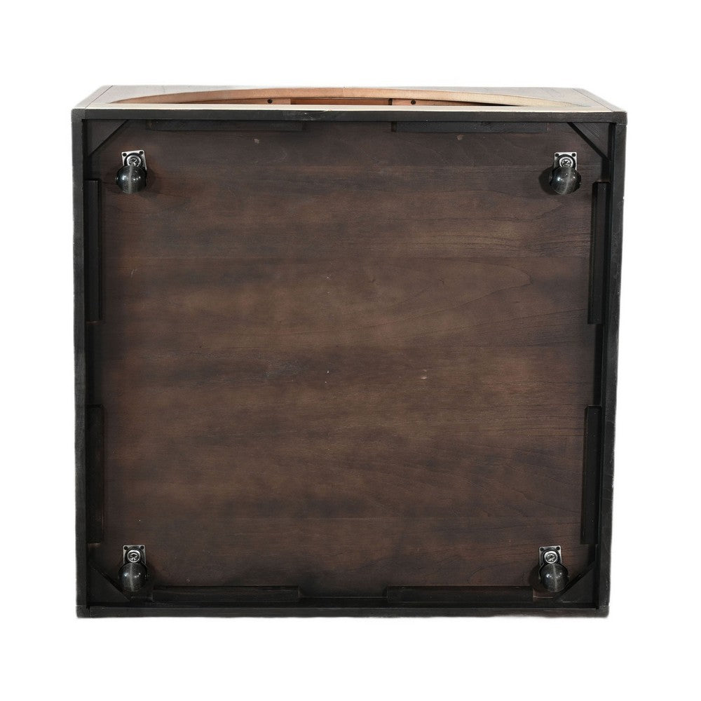 Lesy Coffee Table | 36" Square Top with Lower Shelf | Brown | Black