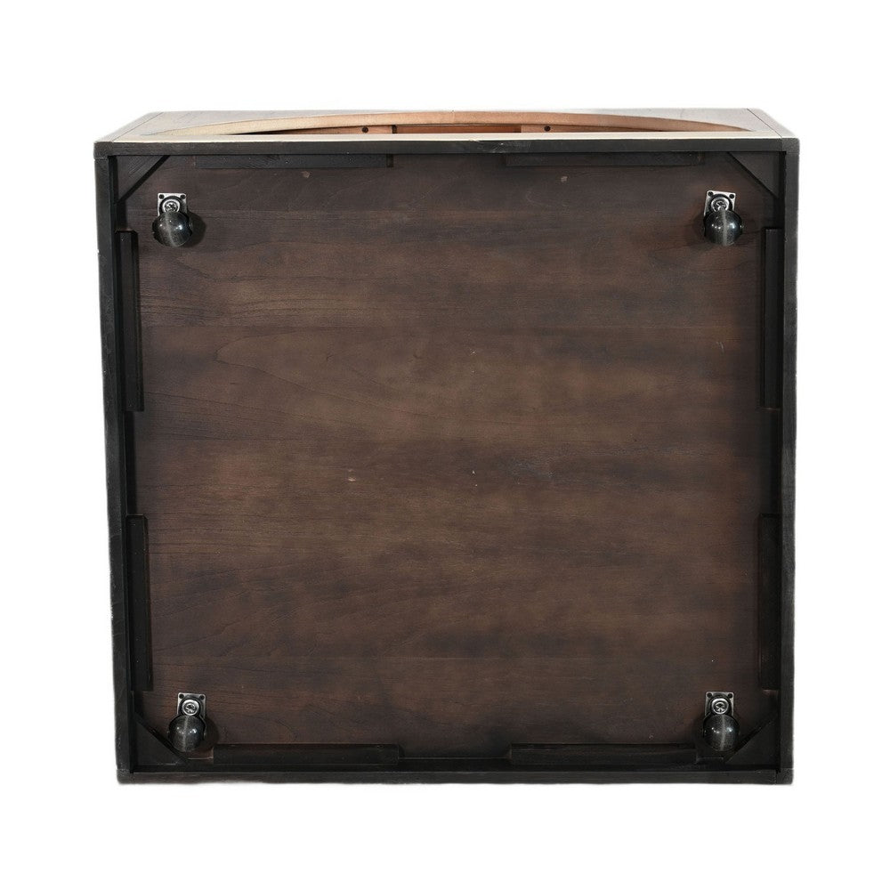 Lesy Coffee Table | 36" Square Top with Lower Shelf | Brown | Black