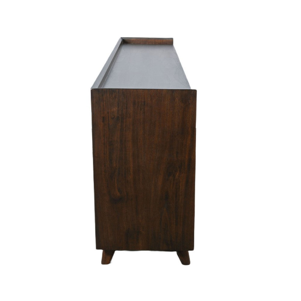 TV Media Stand Cabinet | 86" Wide | 2 Open Shelves | Walnut Brown