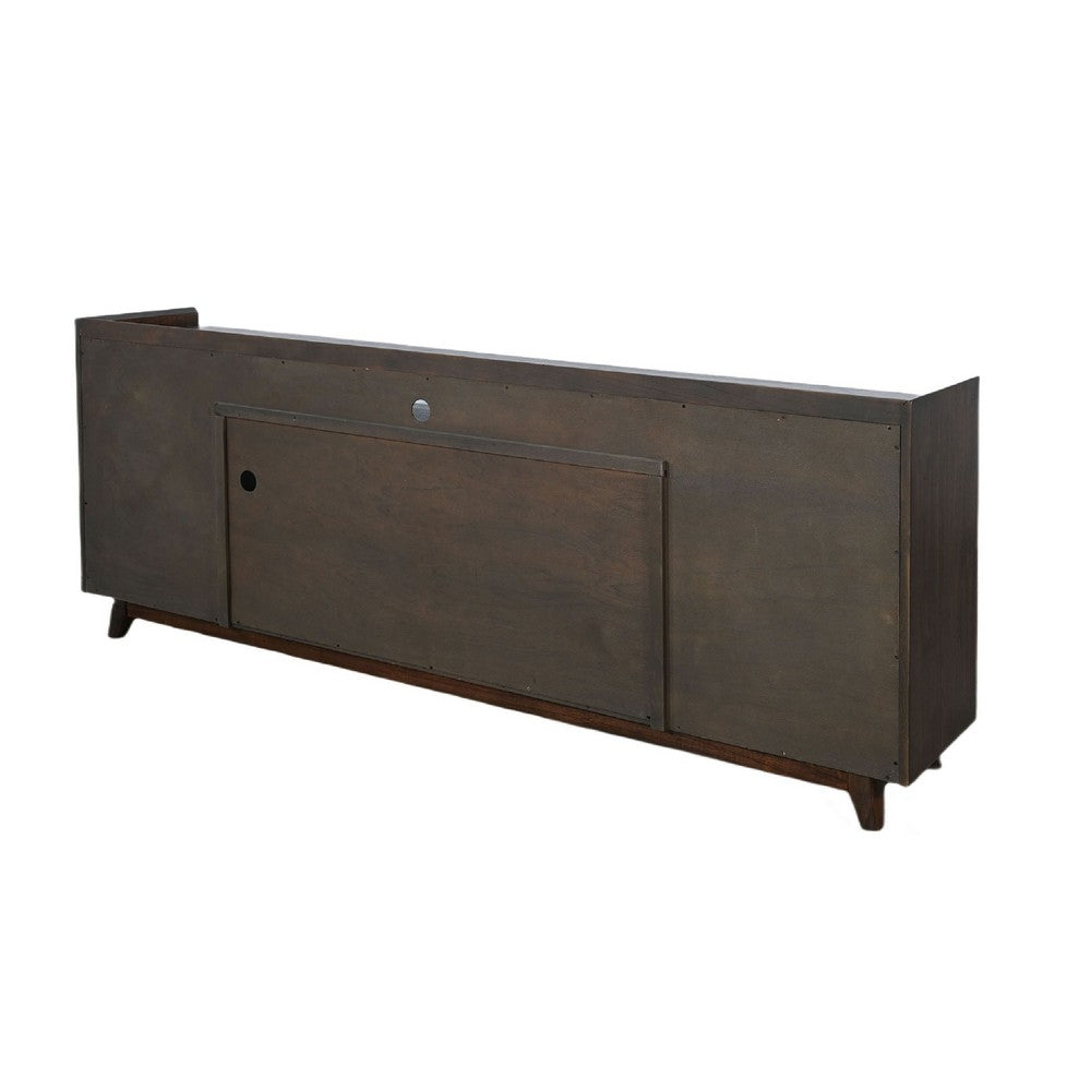 TV Media Stand Cabinet | 86" Wide | 2 Open Shelves | Walnut Brown