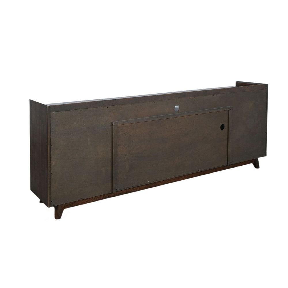 TV Media Stand Cabinet | 86" Wide | 2 Open Shelves | Walnut Brown