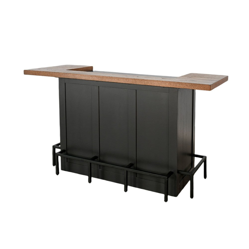 Uptown Front Industrial U Home Bar with Stemware Rack | 72" Black