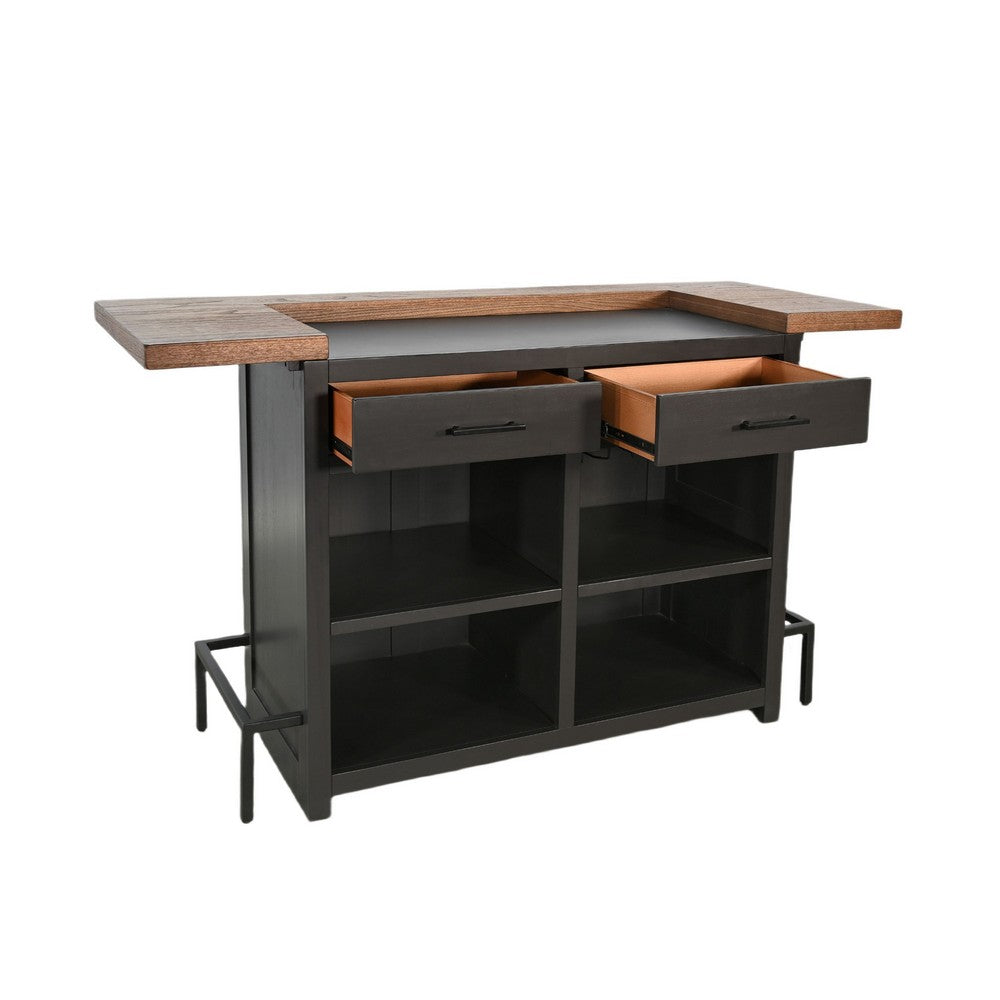 Uptown Front Industrial U Home Bar with Stemware Rack | 72" Black