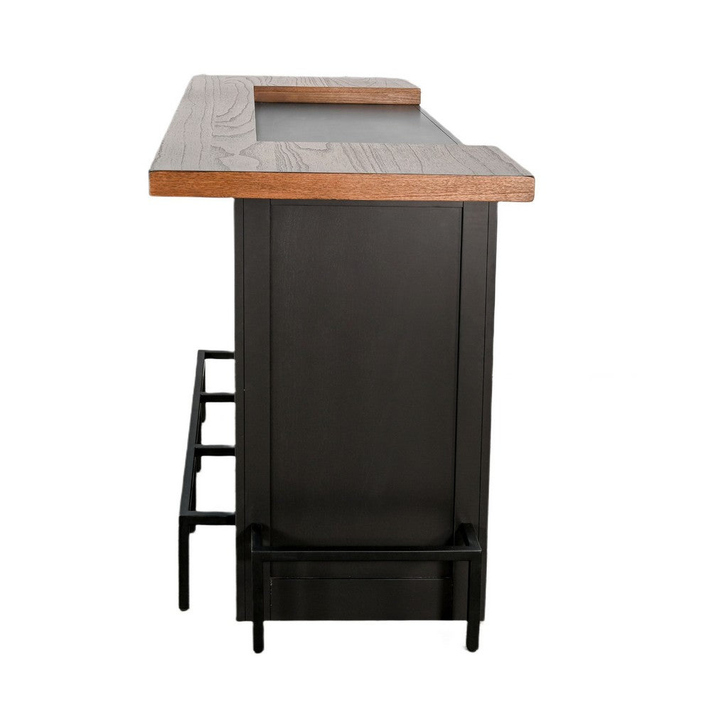 Uptown Front Industrial U Home Bar with Stemware Rack | 72" Black