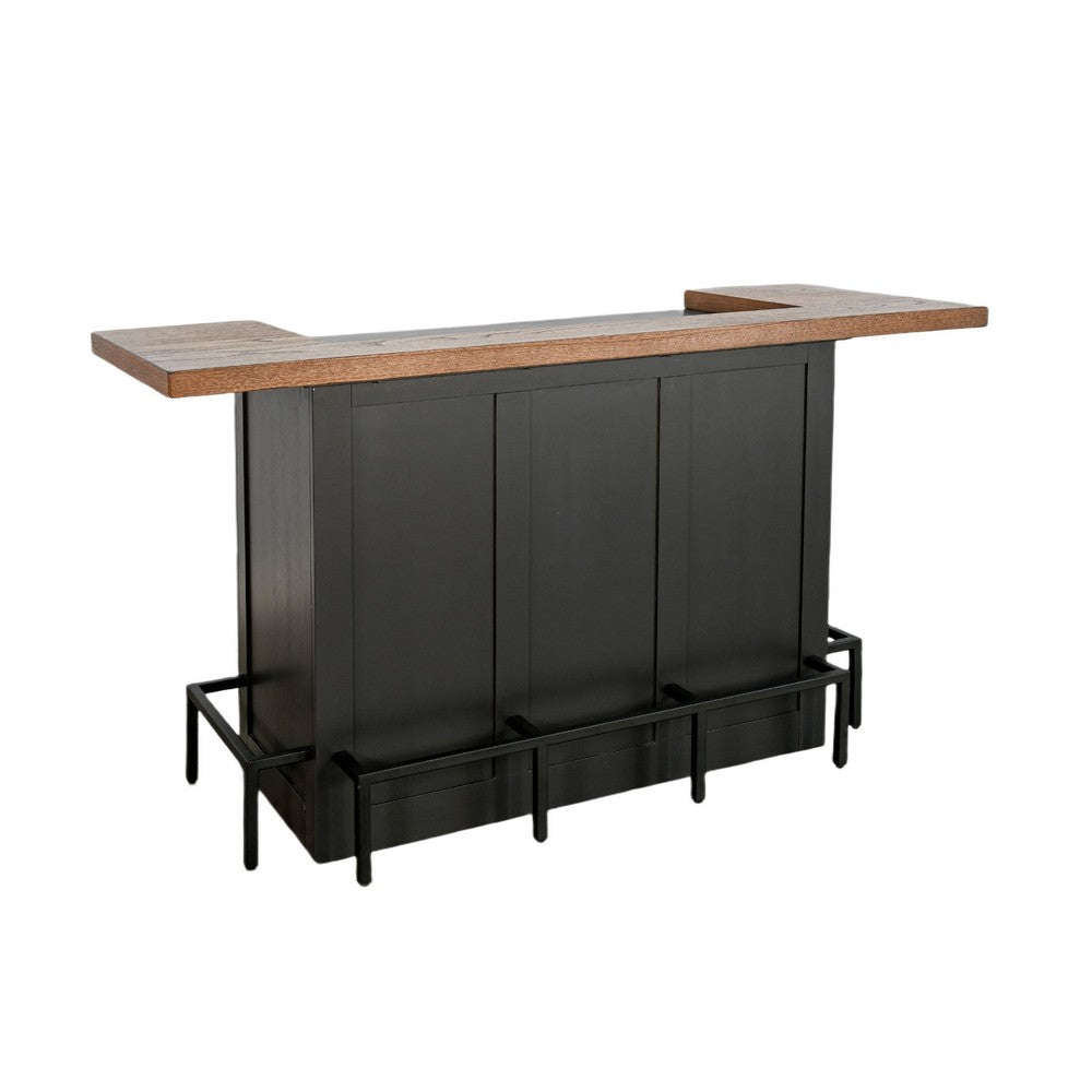 Uptown Front Industrial U Home Bar with Stemware Rack | 72" Black
