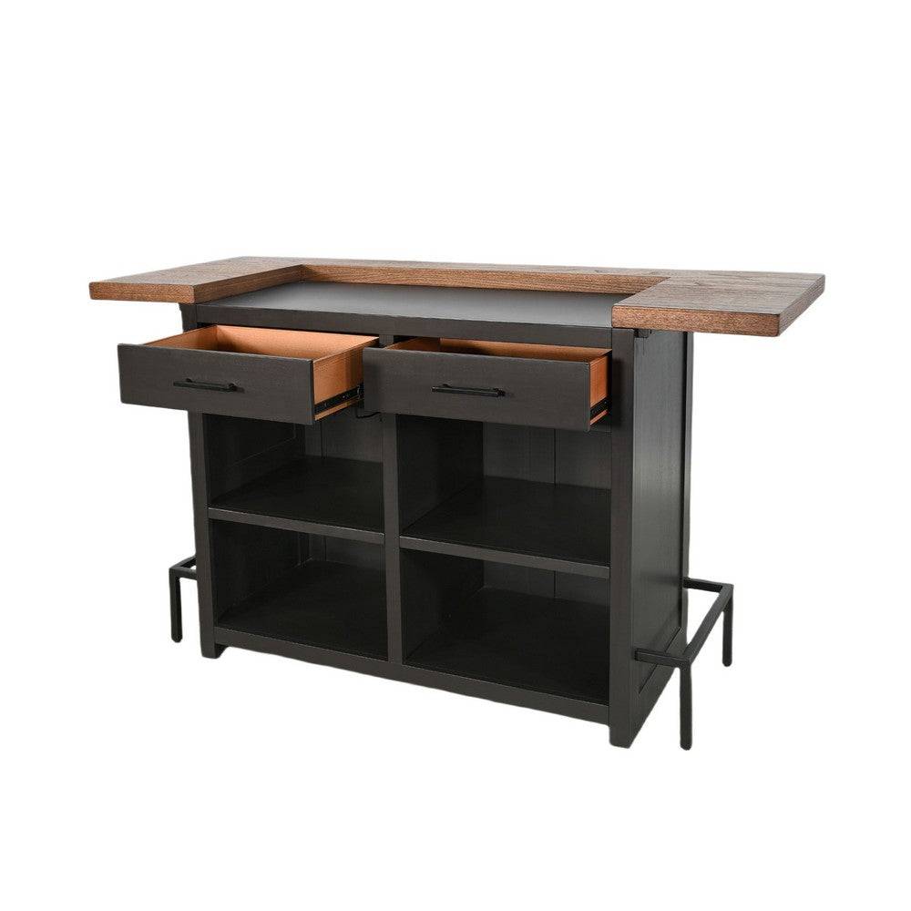 Uptown Front Industrial U Home Bar with Stemware Rack | 72" Black