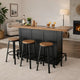 Uptown Front Industrial U Home Bar with Stemware Rack | 72" Black