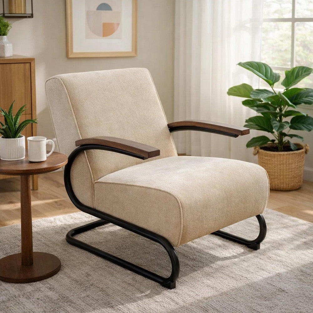 Nera Industrial Accent Chair | Muuto Nude Polyester | Black Metal Frame