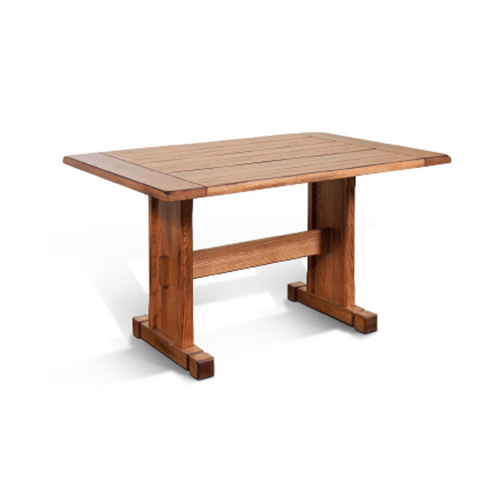 Marv 5pc Dining Table Set | Ladder Back Padded Chairs | Rustic Oak Brown