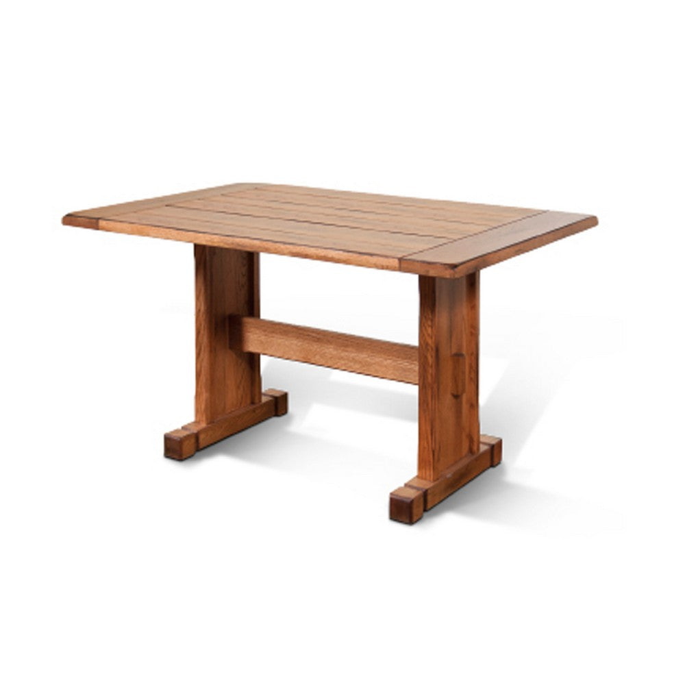 Marv 5pc Dining Table Set | Ladder Back Padded Chairs | Rustic Oak Brown