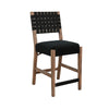 Jesa Counter Stool Chair Set of 2 | Black Woven Back | Brown Mahogany Wood