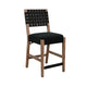 Jesa Counter Stool Chair Set of 2 | Black Woven Back | Brown Mahogany Wood