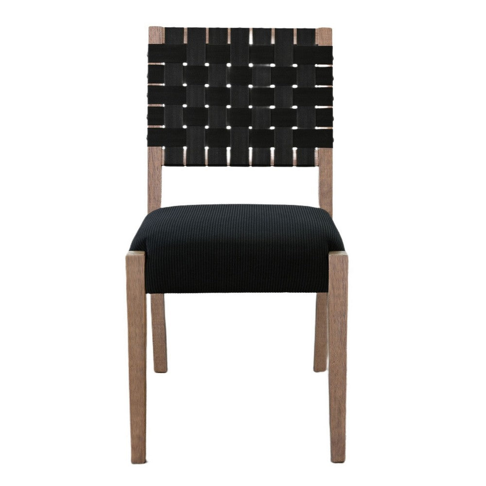 Jesa Counter Stool Chair Set of 2 | Black Woven Back | Brown Mahogany Wood