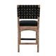 Jesa Counter Stool Chair Set of 2 | Black Woven Back | Brown Mahogany Wood