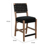 Jesa Counter Stool Chair Set of 2 | Black Woven Back | Brown Mahogany Wood