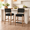 Jesa Counter Stool Chair Set of 2 | Black Woven Back | Brown Mahogany Wood