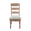 Jake Dining Side Chair Set of 2 | Ladder Back | Gray Padded | Amber Brown Wood