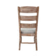 Jake Dining Side Chair Set of 2 | Ladder Back | Gray Padded | Amber Brown Wood