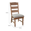 Jake Dining Side Chair Set of 2 | Ladder Back | Gray Padded | Amber Brown Wood