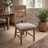 Jake Dining Side Chair Set of 2 | Ladder Back | Gray Padded | Amber Brown Wood