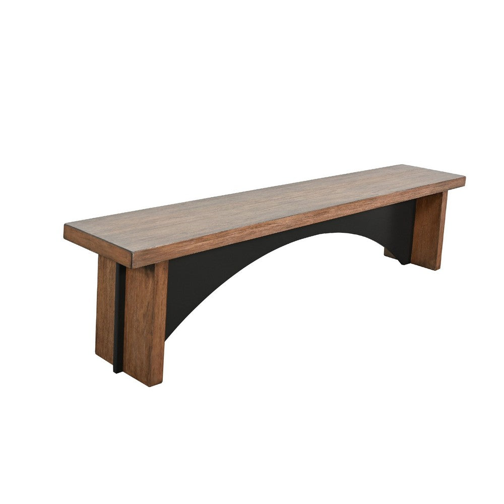 Dining Bench | 72" Desert Brown Mahogany Wood | Black Arched Base